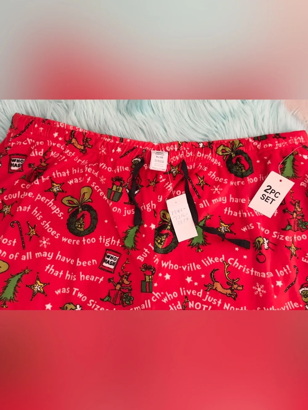 Red Grinch Christmas Holiday Pajamas Women’s Sz XL NEW!